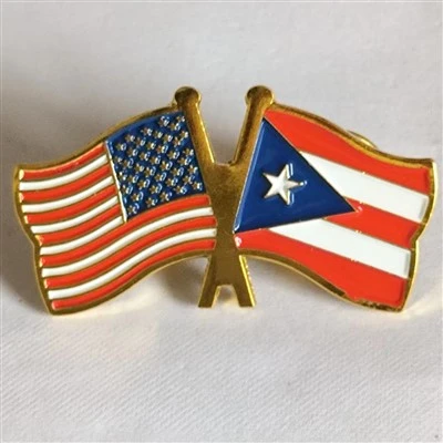 Amerikansk & Puerto Rican krydsede flag Emalje-nålemærke